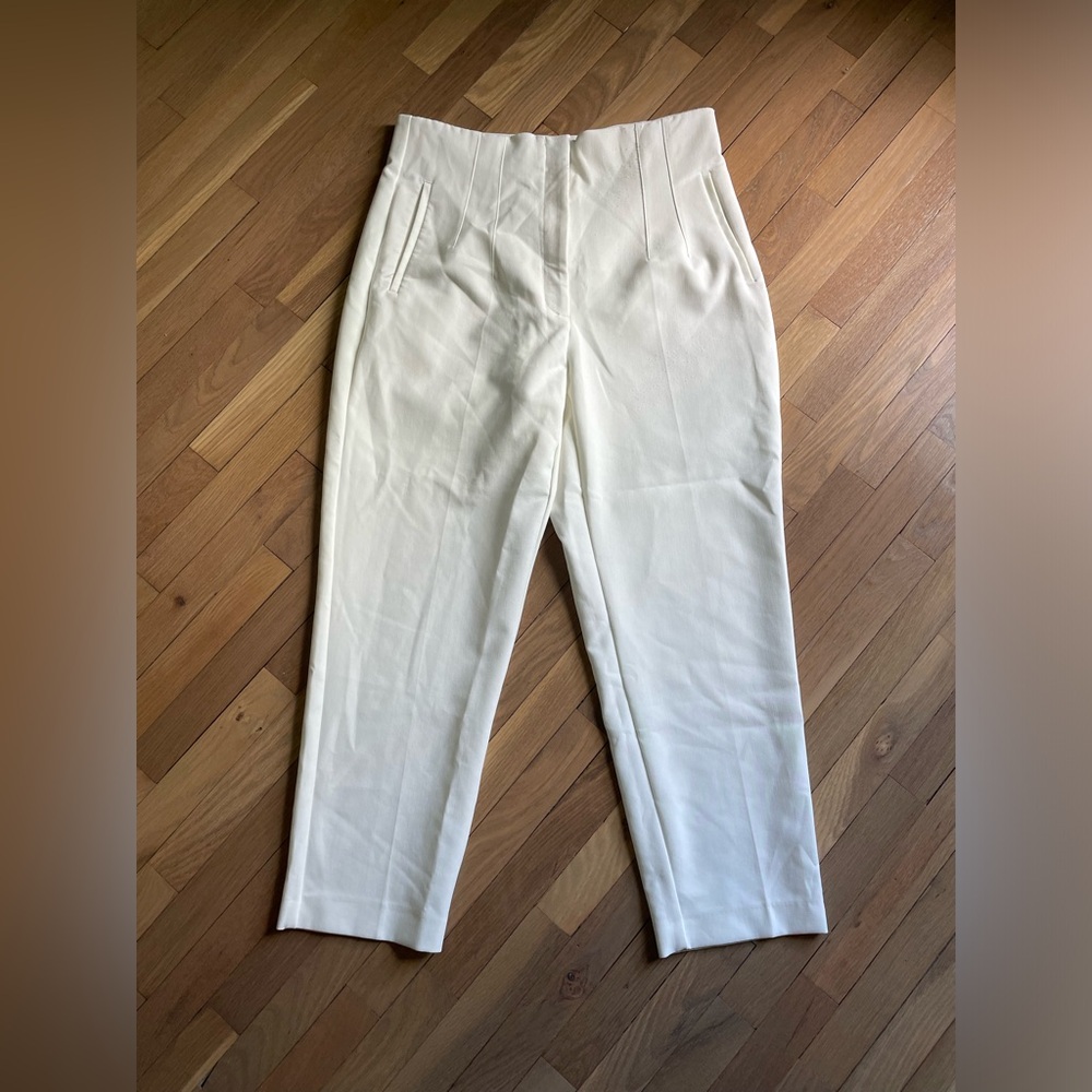 Zara high waisted white straight leg pants